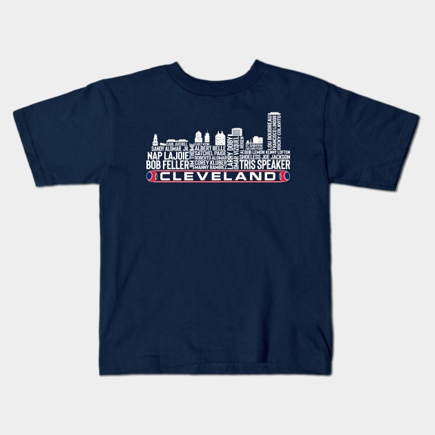Cleveland Baseball Team All Time Legends, Cleveland City Skyline Kids T-Shirt by Legend Skyline